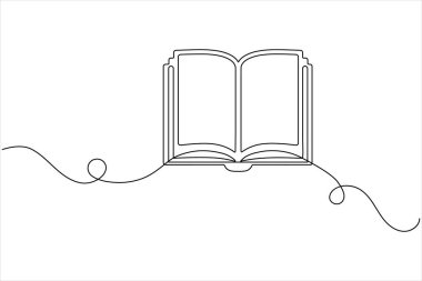 Book icon continuous one line drawing minimalist outline vector illustration