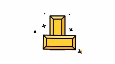 Animasyon. Siyah çizgileri olan iki parlak altın çubuk. Alpha kanalı, finansal hizmetler, yatırım promosyonları, zenginlik yönetimi web sitesi grafikleri veya reklamları için mükemmel