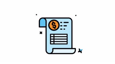 Animasyon faturasında dolar işareti ve siyah çizgiler var. Alpha kanalı, finans tasarımları, iş sunumları veya finansal web sitesi afişleri için uygundur
