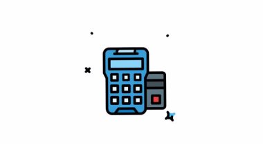 Fatura ve kredi kartıyla ödeme terminali animasyonu. Alfa kanalı, finansal teknoloji web siteleri, online ödeme platformları ve bankacılık blogları için mükemmel.