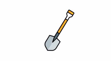 Siyah saplı gri kürek ve bahçe, peyzaj, inşaat, kazma, açık hava aktiviteleri, aletler, DIY projeleri için uygun sarı uç