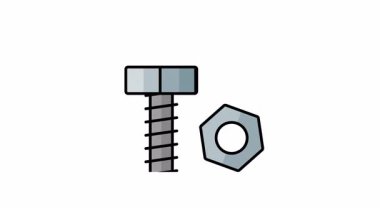 Stok fotoğrafları ve tasarım projelerinde endüstriyel, inşaat veya makine konseptleri için uygun altıgen fındıklı animasyon metal vida