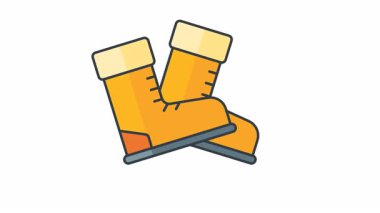 Sarı kürk manşetli ve gri tabanlı turuncu çizme animasyonu. Sonbahar moda kavramları, ayakkabı tasarımı ilhamı ya da sıcak kış temalı projeler için mükemmel.