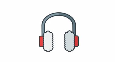 Kış modası için kırmızı ve beyaz kulaklıklı animasyon gri saç bandı. Soğuk havada kış temalı tasarımlar ya da açık hava aktiviteleri için mükemmel.