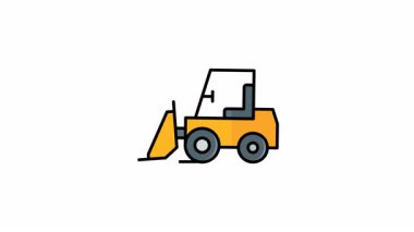 Buldozer animasyonu, inşaat için mükemmel, ağır makineler ve endüstriyel temalı projeler. İnşaat, kazı ve toprak taşıma ekipmanları ile ilgili video veya sunumlar için ideal