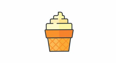 Renkli süslemelerle kaplı bir waffle külahında vanilyalı dondurma. Yaz menüleri, tatlı konseptleri, yemek blogları ve sosyal medya paylaşımları için mükemmel.