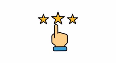 Orta yıldızı işaret eden animasyon değerlendirme konsepti. Eleştiriler, geri bildirim, müşteri memnuniyeti çizimleri için uygundur