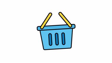 Üç dikey yuvası ve iki sarı sapı olan animasyon alışveriş sepeti, masa malzemelerini düzenlemek veya küçük nesneleri düzgünce depolamak için ideal