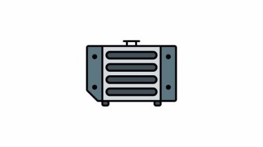 Siyah çizgili, gri ve gümüş renkli ve dört yüzgeçli araba radyatörü animasyonu. Otomotiv, endüstriyel, mekanik ve mühendislik tasarım projeleri için uygundur