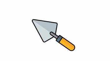 Tahta saplı çimento bir malanın animasyon simgesi, dijital projelerde inşaat, duvarcılık, inşaat araçları, DIY projeleri ve mimari temalar için ideal