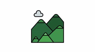 Küçük gri bir bulut altında hareketli yeşil dağlar, çevre, seyahat ve doğa temalı projeler için sakin bir manzara, arka plan ve pankartlar için mükemmel