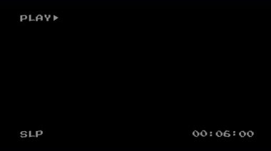 Nesne ve gürültü efektli VHS Oynat düğmesi. Analog TV 4K Video. Alfa Kanalı