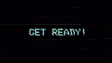 Hatalı arkaplanda neon metin animasyonuna hazır olun. 4K video