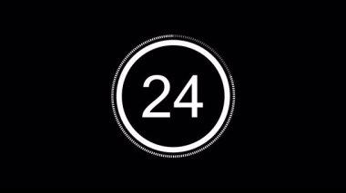 30 saniyelik geri sayım animasyonu. Siyah arka planda 30 'a 0. 4K video
