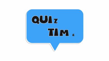 Soru Zamanı metni beyaz arkaplanda mavi konuşma baloncuğuyla. 4K video