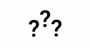 Beyaz arkaplanda siyah soru işaretleri var. 4K video