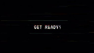 Retro oyun titreşimleri, siyah arkaplanlı eski bir TV arızası metnini hazırlayın. 4K video