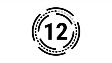 Beyaz arka planda çizgi animasyonu olan 15 saniyelik geri sayım zamanlayıcısı. 4K video