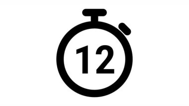 Beyaz arka planda kronometre çerçeveli 15 saniyelik geri sayım zamanlayıcısı. 4K video