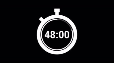 Siyah arkaplanda saat sayacı bir dakika içinde. Zamanlayıcı 60 saniye. 4K video