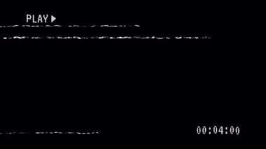 VCR ya da VHS çalma düğmesi siyah arkaplan üzerindeki zaman koduna bağlanıyor. 4K video