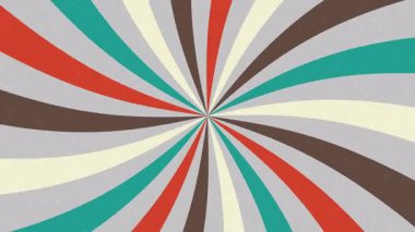 70 'lerin renkli retro güneş patlaması. Spiral hareketli vintage tarzı. 4K video