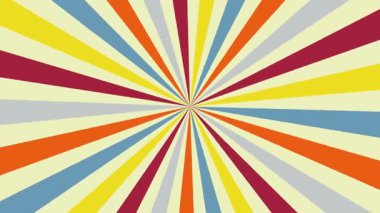 Geçmişe dönük renkli animasyon 70 'ler tarzı. Klasik güneş patlaması rotasyonu. 4K video