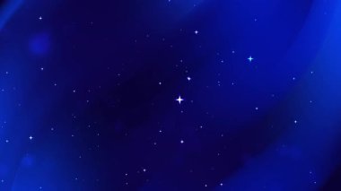 Koyu mavi bir arkaplana dağılmış parlayan yıldızlar