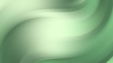 Yumuşak yeşil dalgalar pürüzsüz bir gradyan üzerinde parlayan parçacıklar