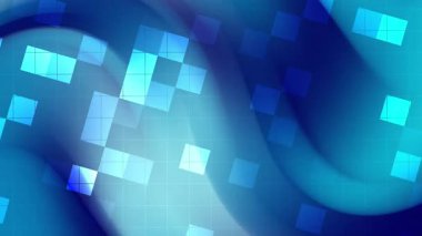 Katmanlı kareler ve parlayan şekillerle mavi ızgara soyut arkaplan