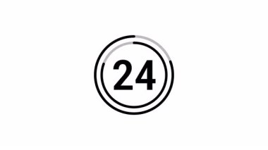 Geri sayım zamanlayıcısı 30 saniye, beyaz arkaplanda daire çizgisi var. 4K video