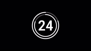 Geri sayım zamanlayıcısı 30 saniye, siyah arkaplanda daire çizgisi var. 4K video