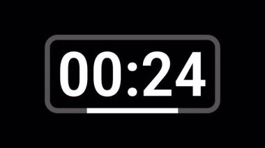 Siyah arka planda yuvarlak dikdörtgen çerçeveli 30 saniyelik geri sayım zamanlayıcısı. 4K video