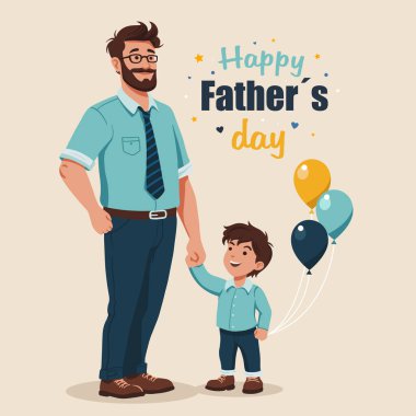 Baba ve oğluyla Babalar Günü kartı.