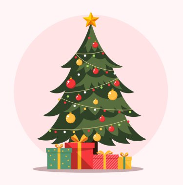 Toplu noel ağacı, vektör illüstrasyonu