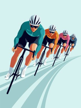 Velodrome 'da yarışan bir grup profesyonel bisikletçi