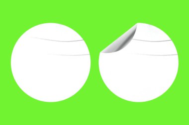 Curl Efektli Gerçekçi Beyaz Kağıt Yuvarlak Etiketi 