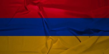 Güzel Ermenistan Ulusal Bayrağı Gerçekçi Kumaş Dokusuyla Havada