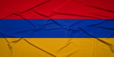 Güzel Ermenistan Ulusal Bayrağı Gerçekçi Kumaş Dokusuyla Havada