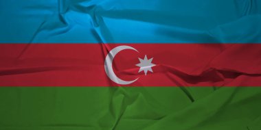 Azerbaycan Ulusal Bayrağı Açık Mavi Gökyüzüne Karşı Rüzgarda Dalgalanıyor