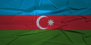 Azerbaycan Ulusal Bayrağı Açık Mavi Gökyüzüne Karşı Rüzgarda Dalgalanıyor