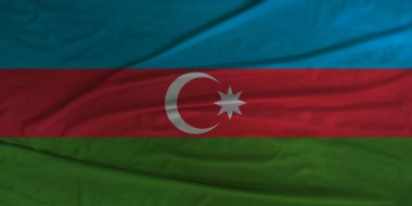 Azerbaycan Ulusal Bayrağı Açık Mavi Gökyüzüne Karşı Rüzgarda Dalgalanıyor