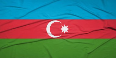 Azerbaycan Ulusal Bayrağı Açık Mavi Gökyüzüne Karşı Rüzgarda Dalgalanıyor