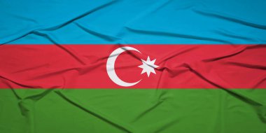 Azerbaycan Ulusal Bayrağı Açık Mavi Gökyüzüne Karşı Rüzgarda Dalgalanıyor