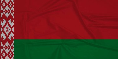 Kırışık Kumaş Detaylı Belarus Ulusal Bayrağını Sallamak
