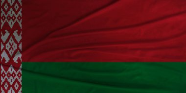 Kırışık Kumaş Detaylı Belarus Ulusal Bayrağını Sallamak