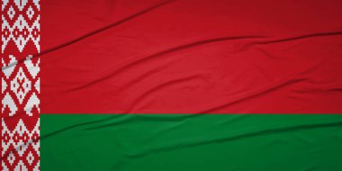 Kırışık Kumaş Detaylı Belarus Ulusal Bayrağını Sallamak