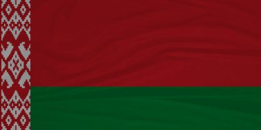 Kırışık Kumaş Detaylı Belarus Ulusal Bayrağını Sallamak
