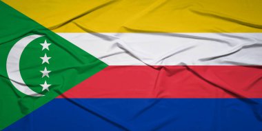 Comoros Ulusal Bayrağı Esintide Zarifçe Dalgalanıyor