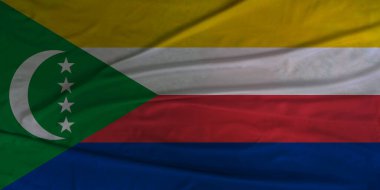 Comoros Ulusal Bayrağı Esintide Zarifçe Dalgalanıyor